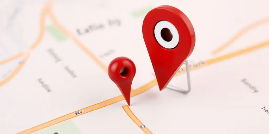 Google Map Pin auf Geschäftsstandort in der Stadt.